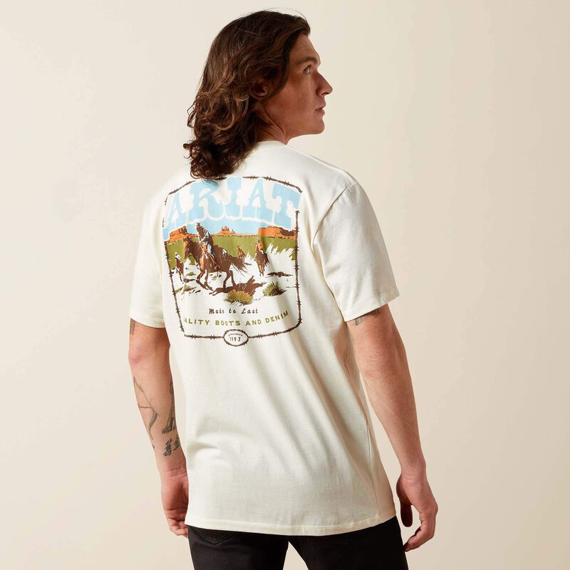 Men's Ariat Pulp Western T-Shirt-Turtledove Cream