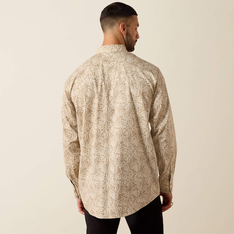Men's Ariat Casual Paisley Long Sleeve Snap Shirt-Roasted - CWesternwear