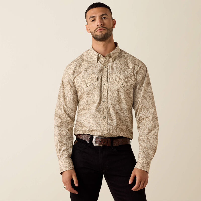 Men's Ariat Casual Paisley Long Sleeve Snap Shirt-Roasted - CWesternwear