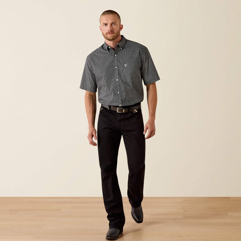 Men's Ariat Tru Classic Fit Shirt-Black Tossed Vines - CWesternwear