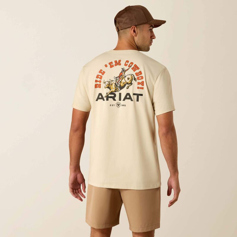 Men's Ariat Ride Em Cowboy Classic Fit T-Shirt-Natural