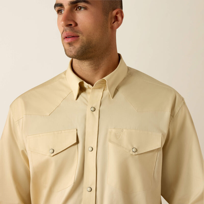 Men's Ariat Lightweight Twill Classic Fit Snap Shirt-Creme Brulee