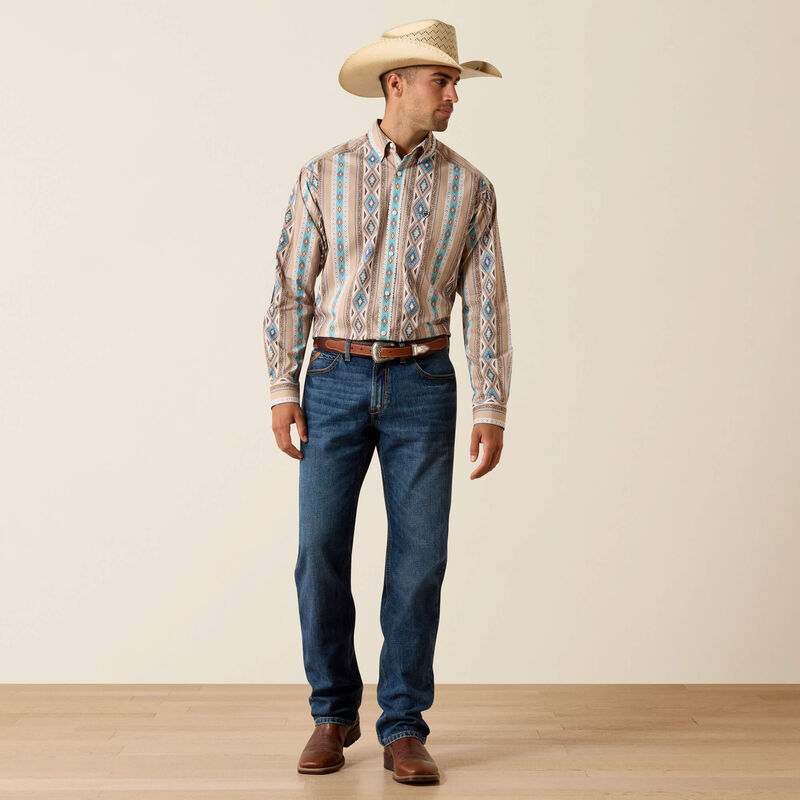 Men's Ariat Team Westlee Classic Fit Shirt-South West Khaki Print - CWesternwear