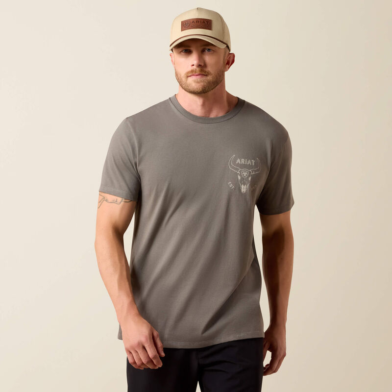 Men's Ariat Desert Badge Tradition Classic Fit T-Shirt-Smoked Pearl