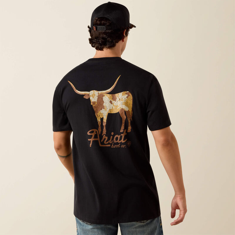 Men's Ariat Cowmooflage Classic Fit T-Shirt-Black - CWesternwear