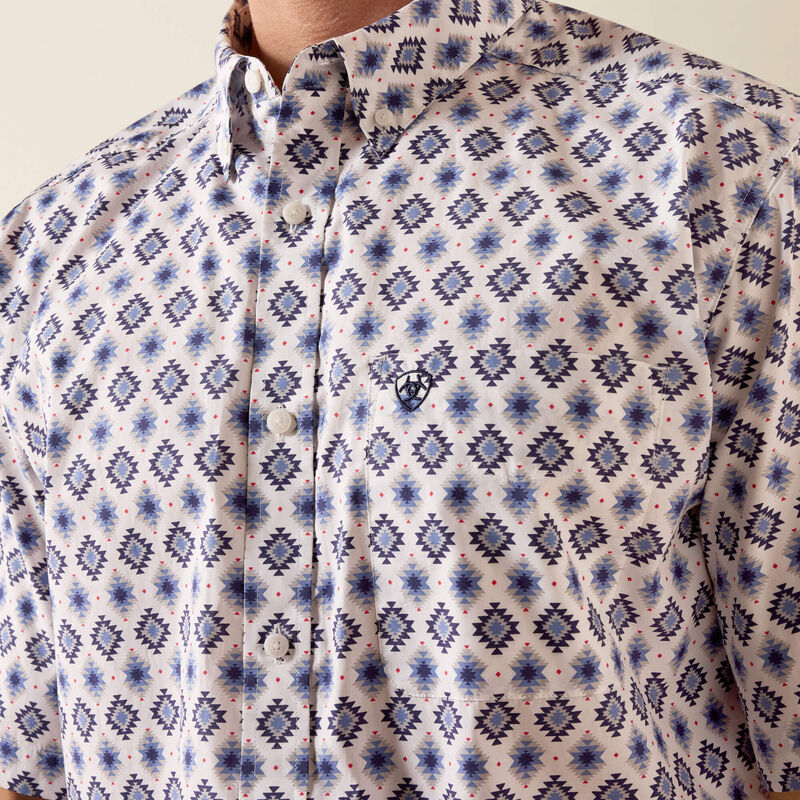 Men's Ariat Baxter Short Sleeve Shirt-White Multi Southwest Print