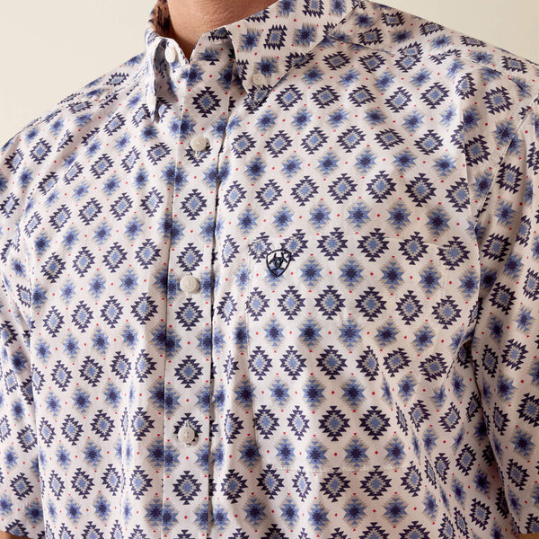 Men's Ariat Baxter Short Sleeve Shirt-White Multi Southwest Print