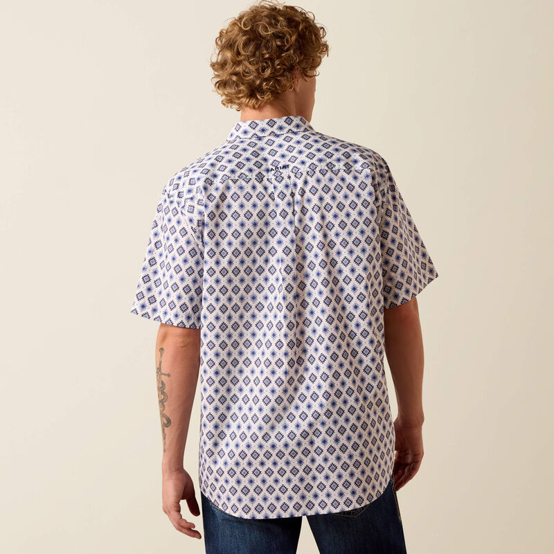 Men's Ariat Baxter Short Sleeve Shirt-White Multi Southwest Print