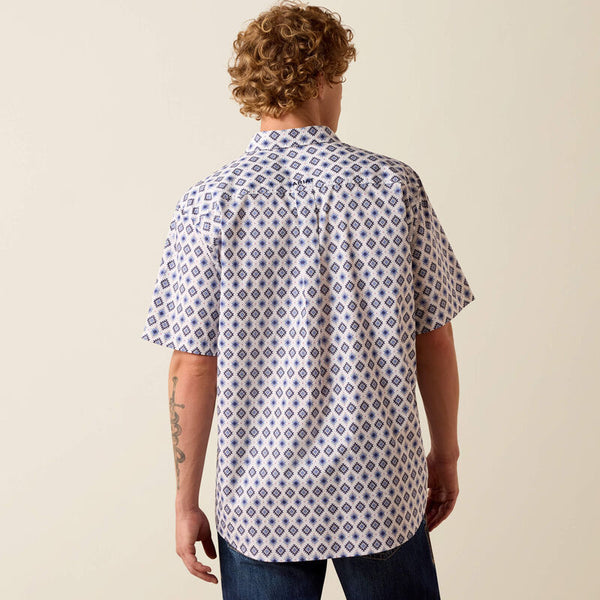 Men's Ariat Baxter Short Sleeve Shirt-White Multi Southwest Print