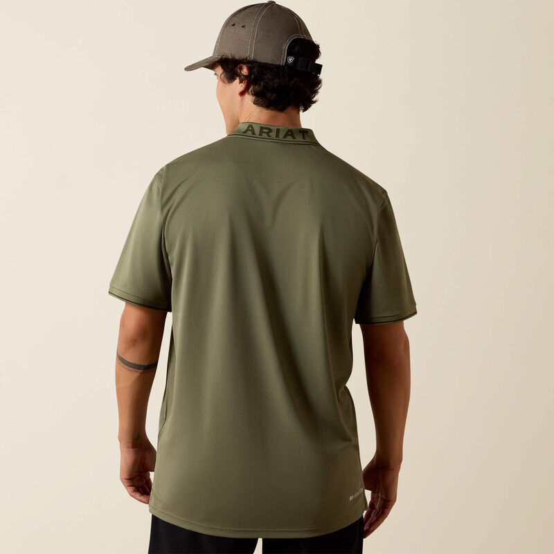 Men's Ariat Logo Fitted Polo-Deep Lichen Green