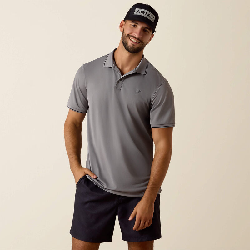 Men's Ariat Logo Fitted Polo-Sky Rocket