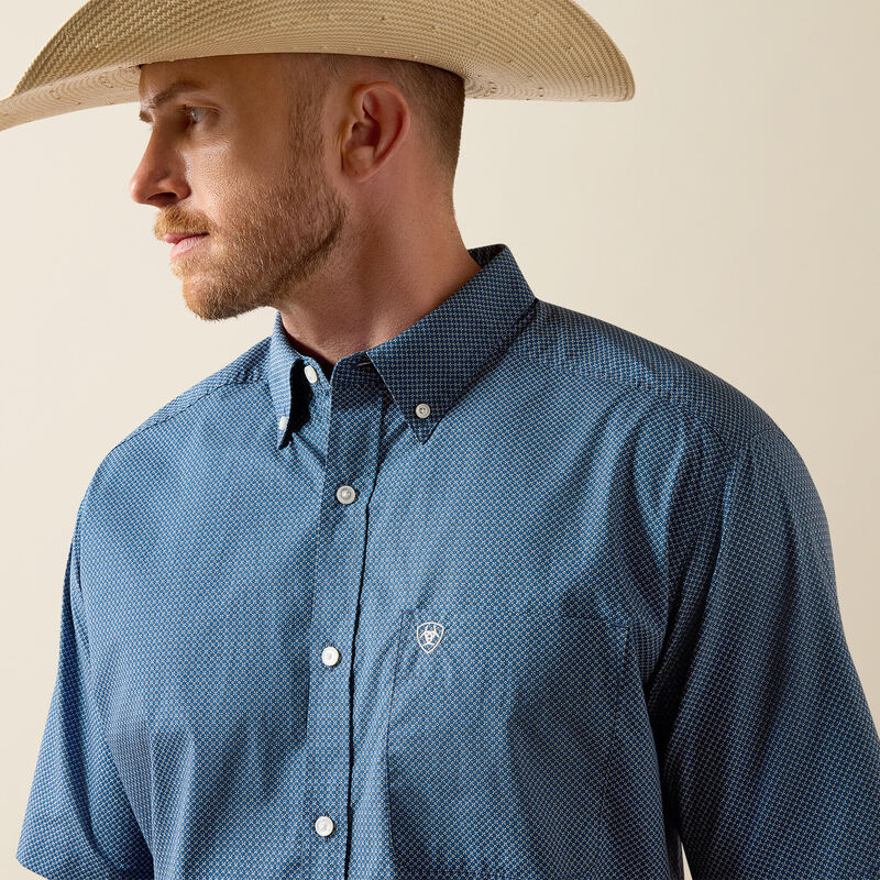 Men's Ariat Storm Short Sleeve Shirt-Key Largo Mini Geo Print - CWesternwear