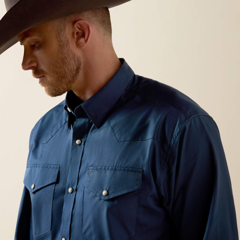 Men's Ariat Lightweight Twill Classic Fit Snap Shirt-Key Largo