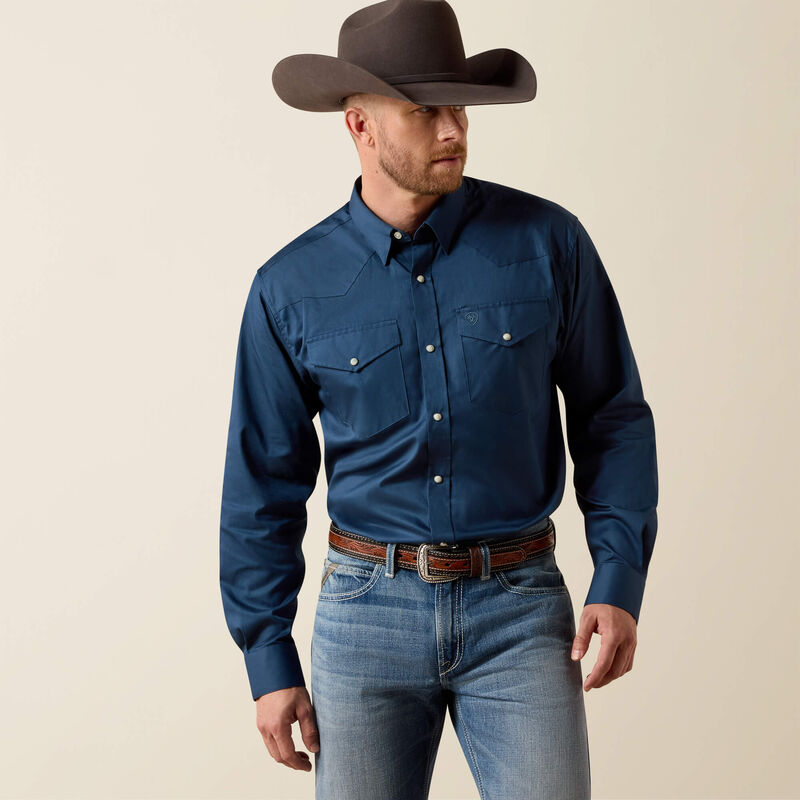 Men's Ariat Lightweight Twill Classic Fit Snap Shirt-Key Largo
