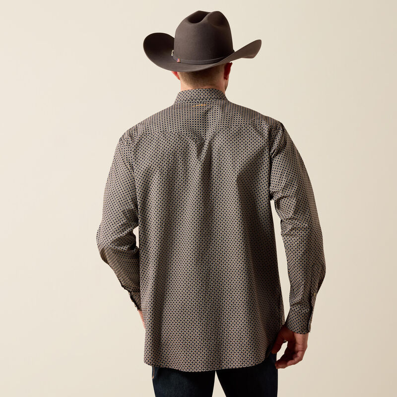 Men's Ariat Frey Classic Fit Snap Shirt-White Geo Print