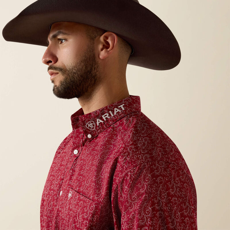 Men's Ariat Team Dylan Classic Fit Shirt-Red Scroll - CWesternwear