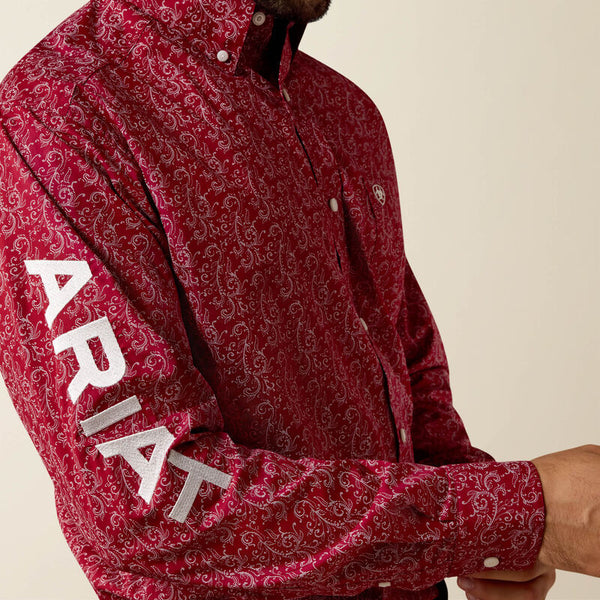 Men's Ariat Team Dylan Classic Fit Shirt-Red Scroll