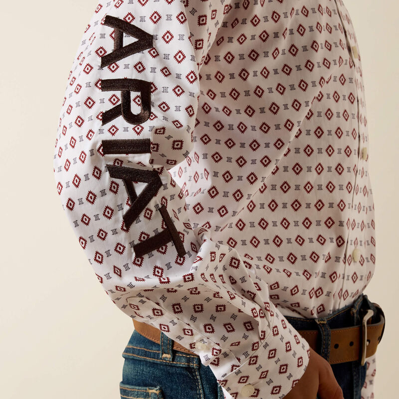 Boy's Ariat Team Dallas Long Sleeve-White Multi Print