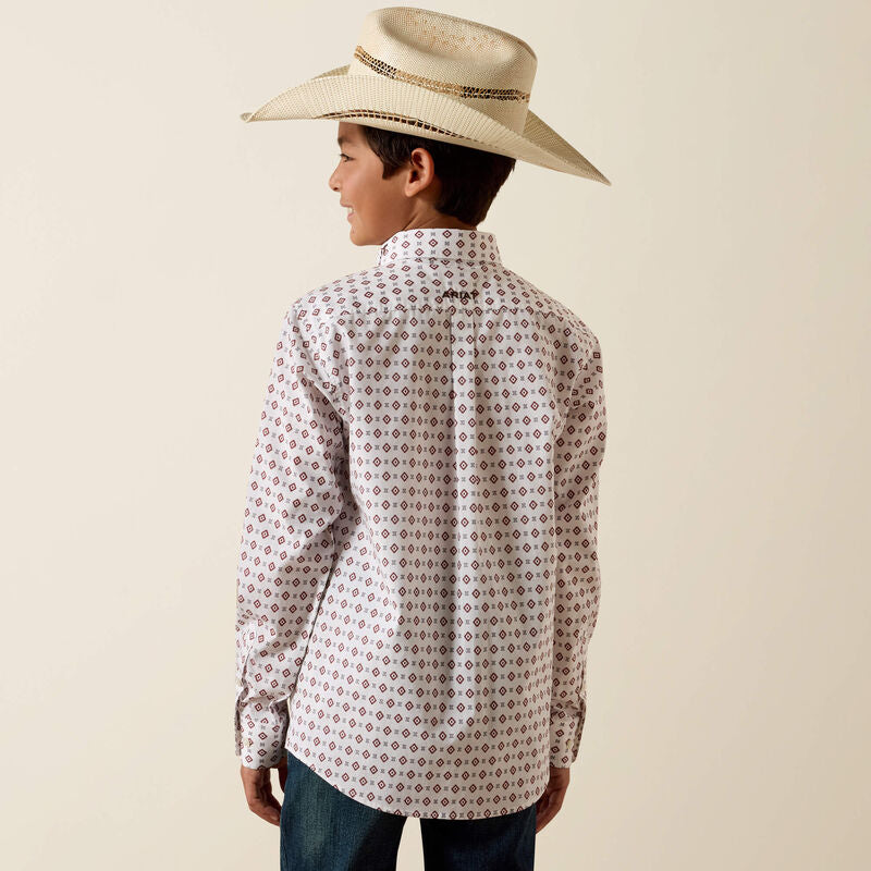 Boy's Ariat Team Dallas Long Sleeve-White Multi Print