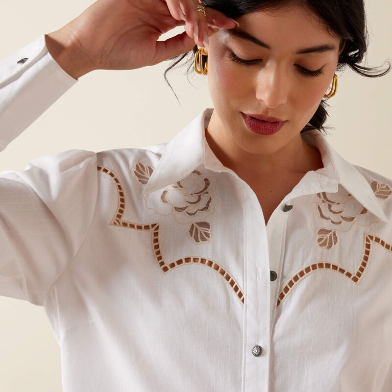 Women's Ariat Lattice Shirt-White
