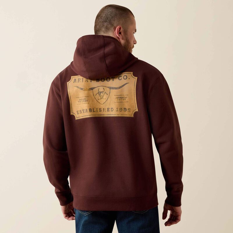 Ariat Men's Shield Steerhead Hoodie-Brown