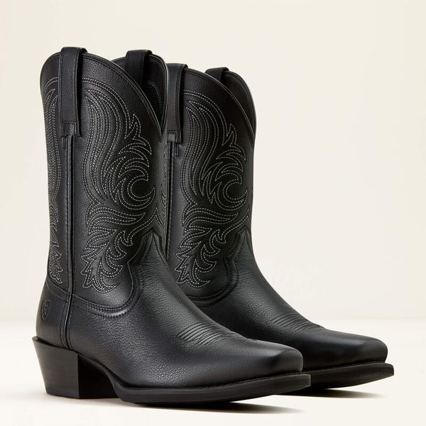 Men's Ariat Sport Lawman Square Toe Cowboy Boot-Black Deertan