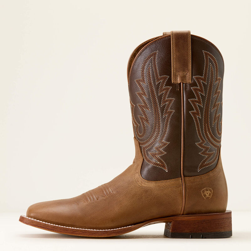 Men's Ariat County Roads Wide Square Toe Cowboy Boot-Wheat Tan/Santa Fe Brown - CWesternwear