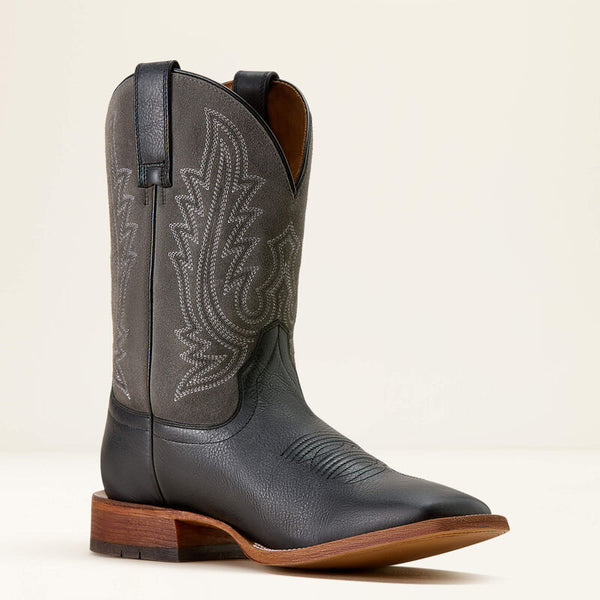 Men's Ariat County Roads Wide Square Toe Cowboy Boot-Nightshade Black/Gunmetal Grey Suede