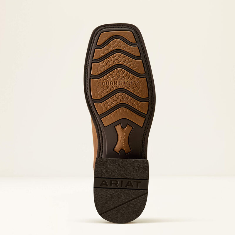 Men's Ariat Highland Toughstock Wide Square Toe Cowboy Boot-Distressed Brown/Tack Room Brown