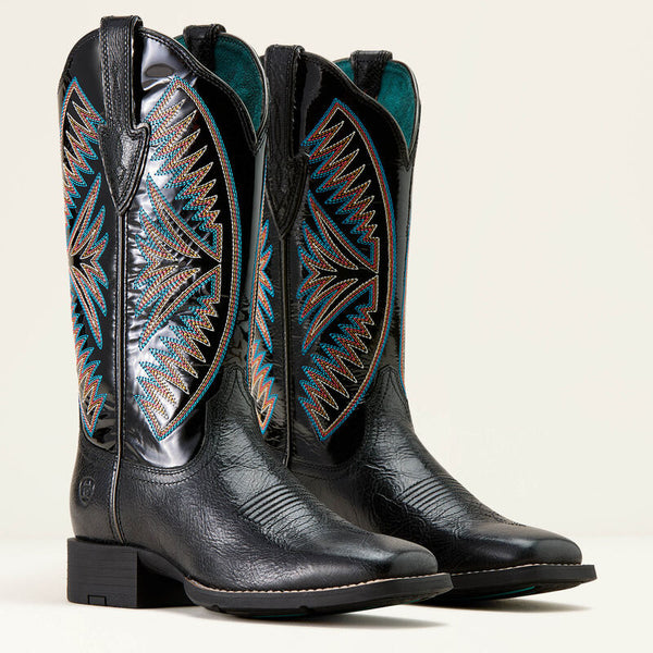 Ariat Women's Round Up Ruidoso Wide Square Toe Western Boot-Black