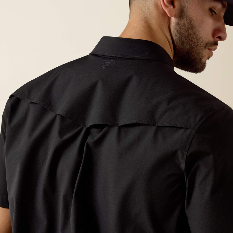 Men's Ariat Frontierflex VentTek Western Fitted Short Sleeve Shirt-Black