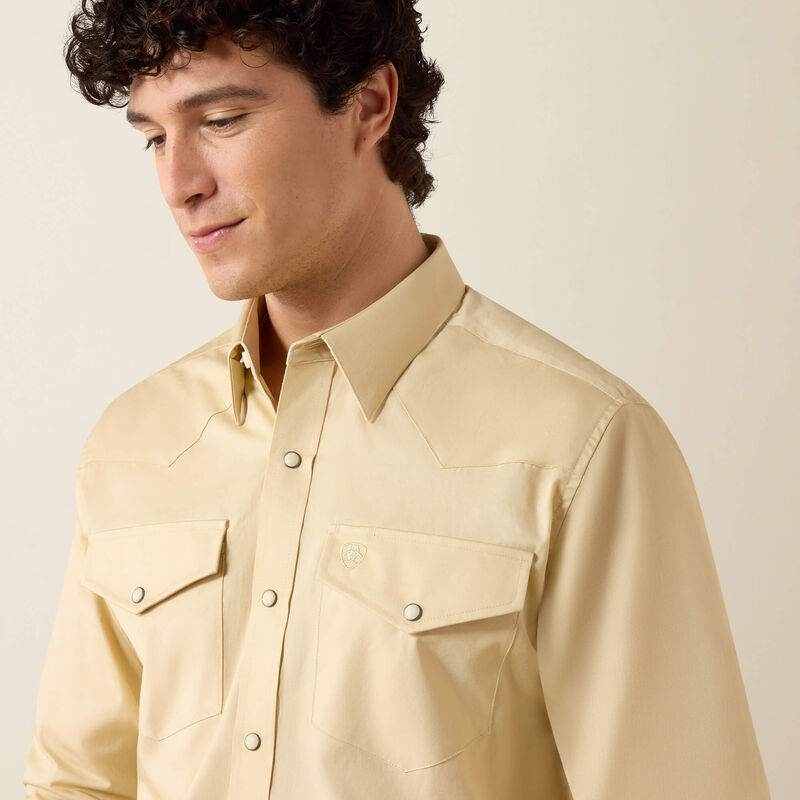 Men's Ariat Solid Twill Fitted Shirt-Off White