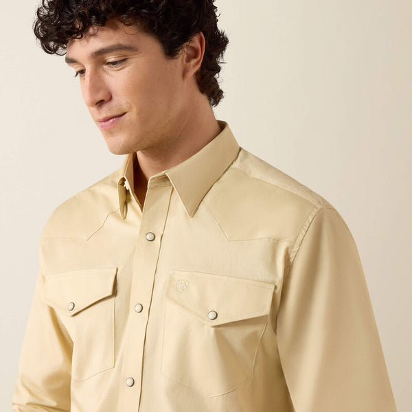 Men's Ariat Solid Twill Fitted Shirt-Off White