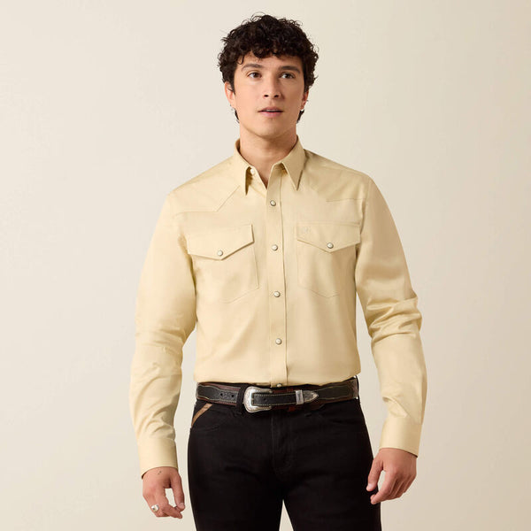Men's Ariat Solid Twill Fitted Shirt-Off White