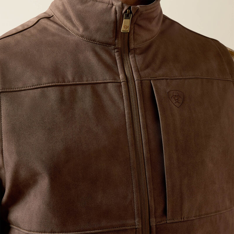 Ariat® Men's Vernon Softshell Vest-Wren Faux Leather Print