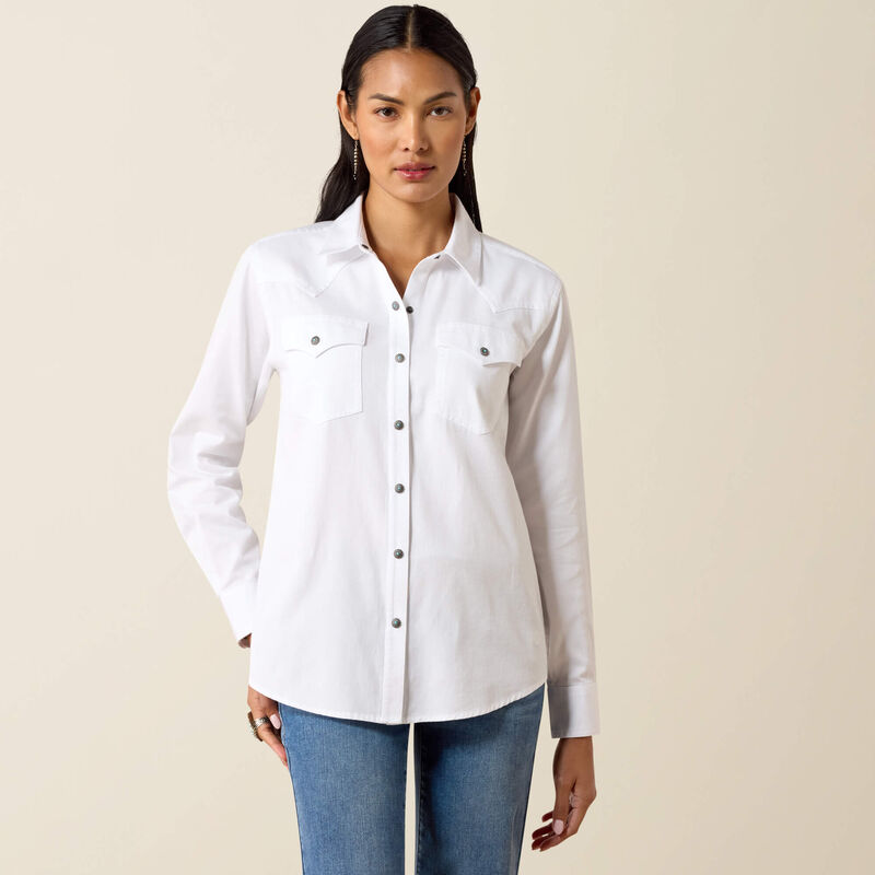 Women's Ariat Horizon Western Snap Shirt-White