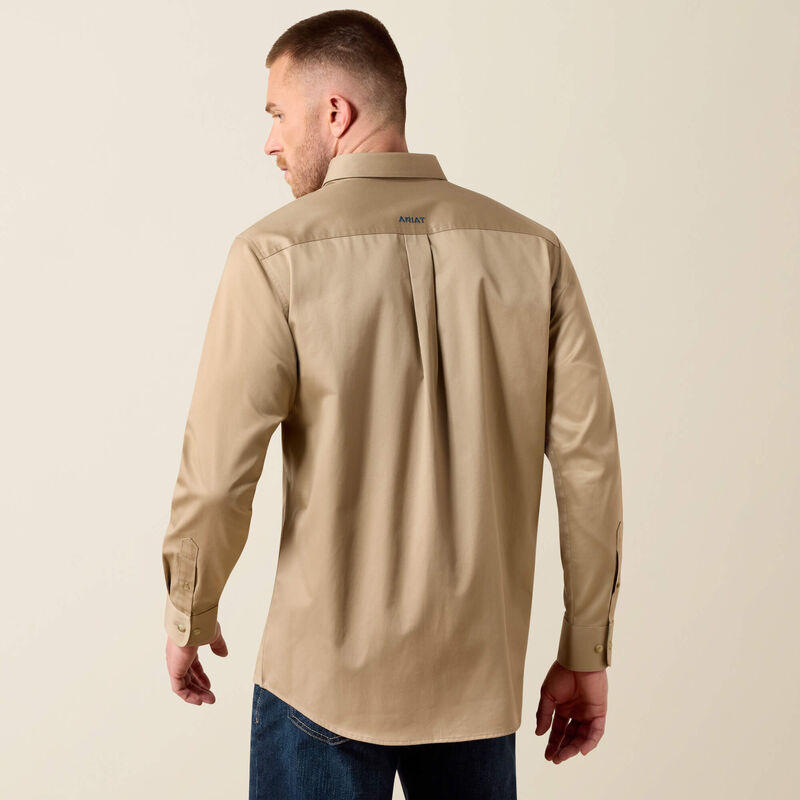 Men's Ariat Team Logo Twill Classic Fit Shirt-Savannah Tan/Navy