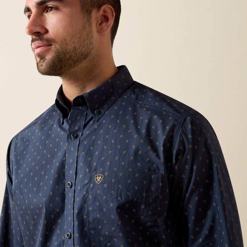 Men's Ariat Canyon Classic Fit Shirt-Blue Night Foulard Print