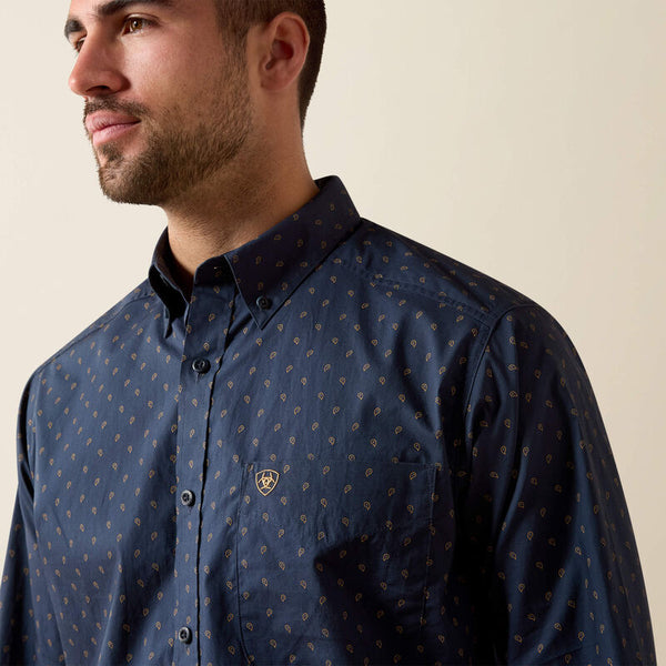 Men's Ariat Canyon Classic Fit Shirt-Blue Night Foulard Print