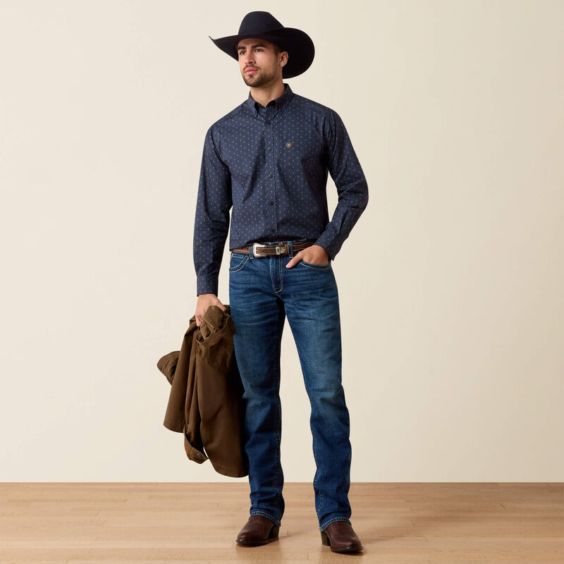 Men's Ariat Canyon Classic Fit Shirt-Blue Night Foulard Print
