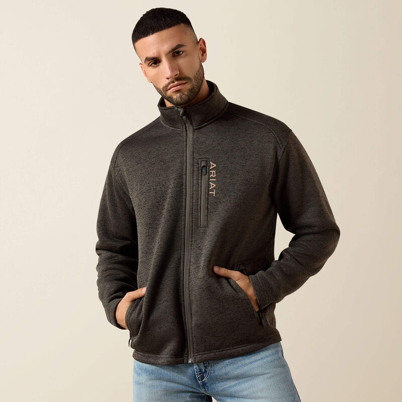 Men's Ariat Caldwell Full Zip Sweater-Beluga - CWesternwear