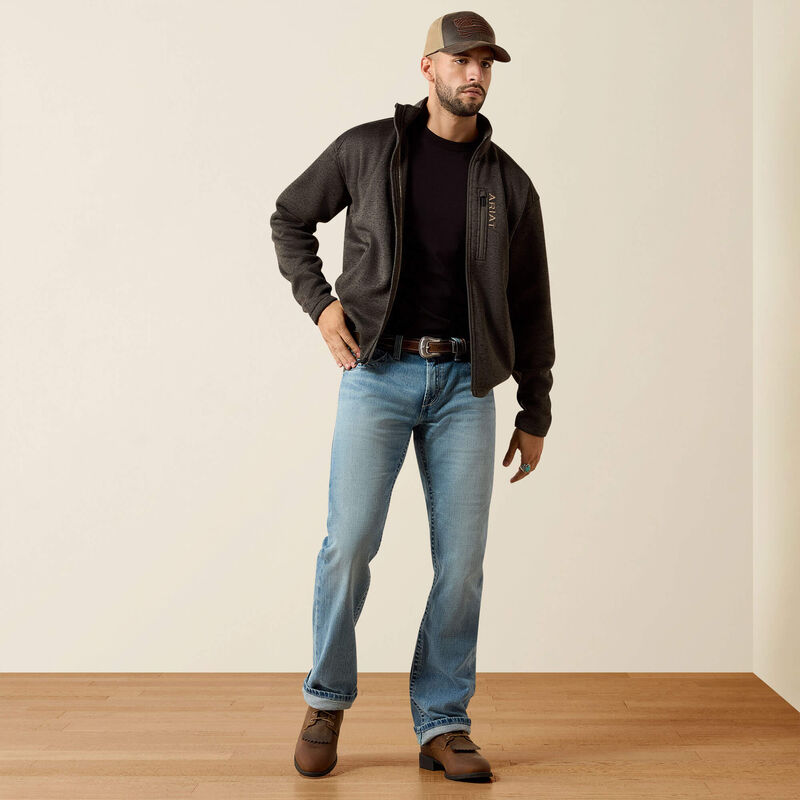 Men's Ariat Caldwell Full Zip Sweater-Beluga - CWesternwear