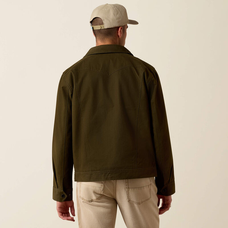 Ariat® Men's Canvas Rancher Trucker Jacket-Desert Sand Khaki