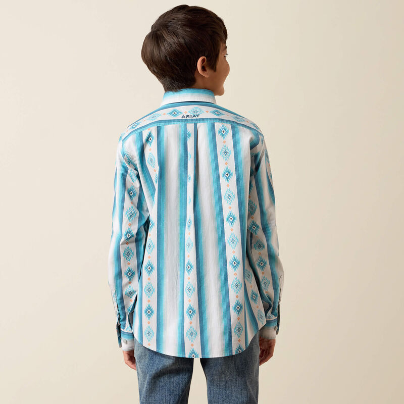 Boy's Ariat Powers Classic Fit Shirt-Grey Multi Serape Stripe