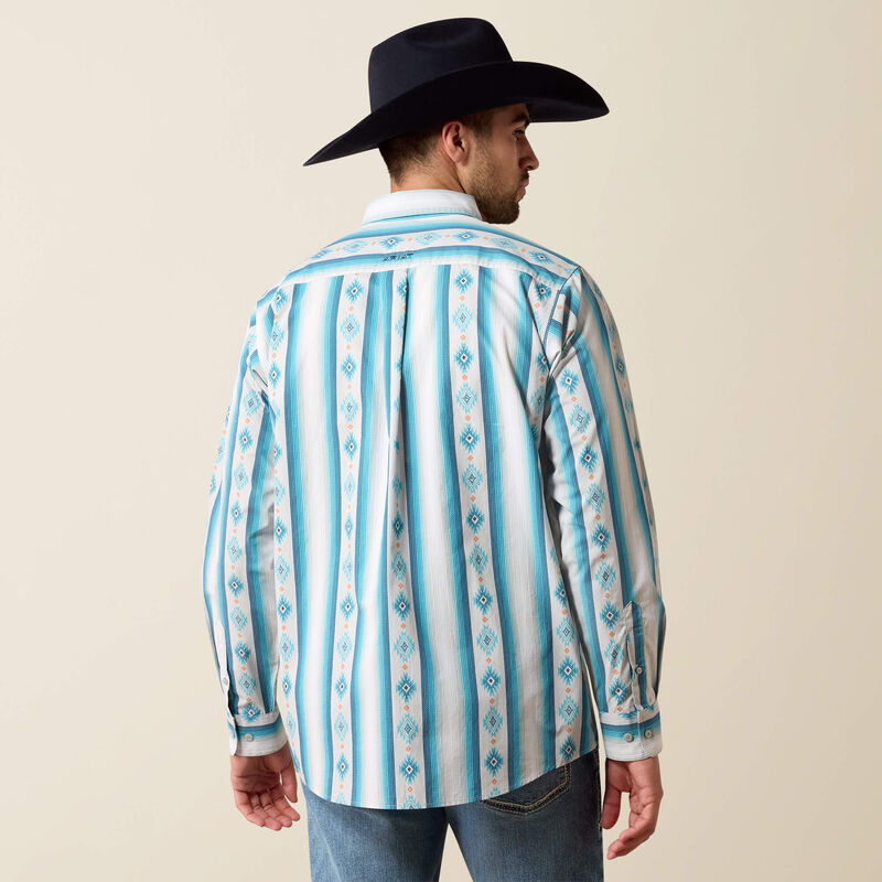 Men's Ariat Powers Classic Fit Shirt-Grey Multi Serape Stripe