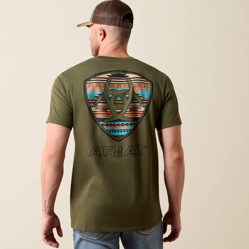 Men's Ariat Rust Serape Shield T-Shirt-Grape Leaf