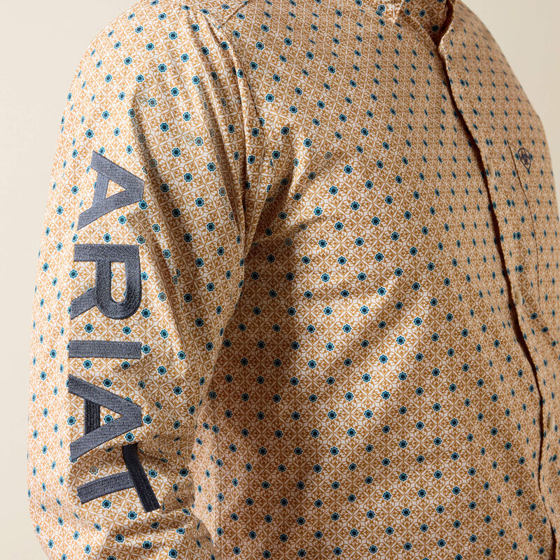 Men's Ariat Team Dusty Classic Fit Shirt-Gold Multi Medallion Print/Blue