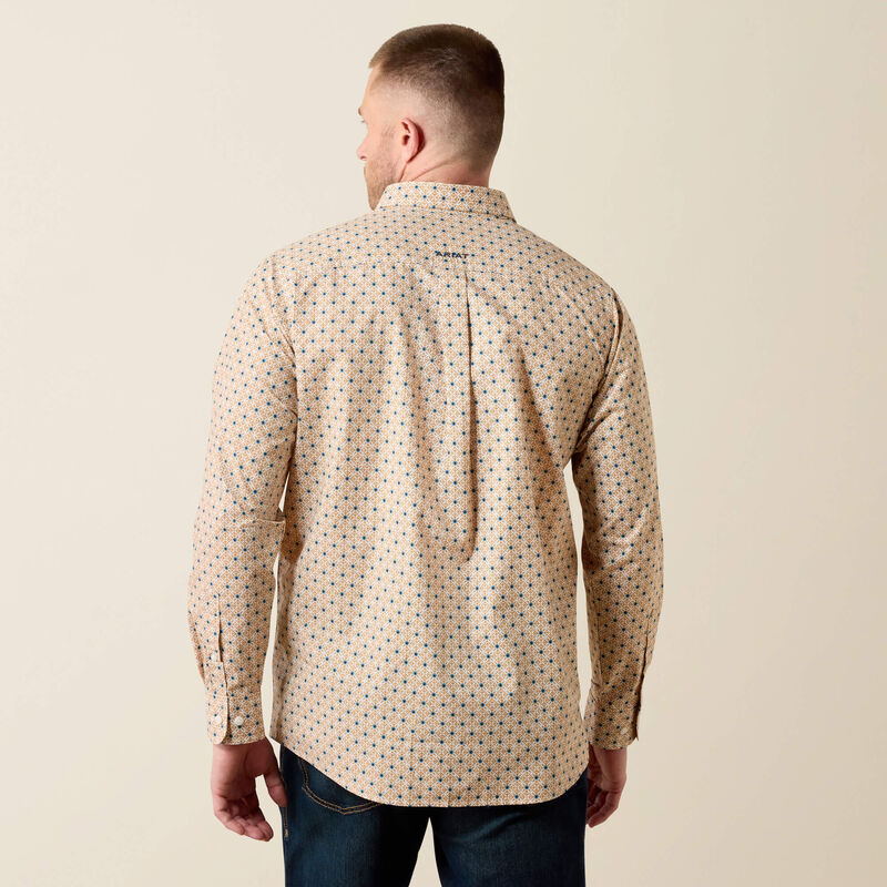 Men's Ariat Team Dusty Classic Fit Shirt-Gold Multi Medallion Print/Blue