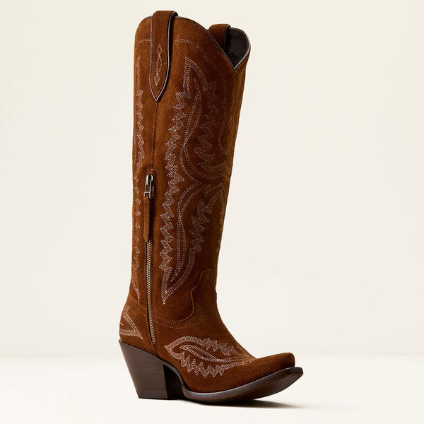 Ariat Women's Casanova X Toe Western Boot-Oiled Tan Suede
