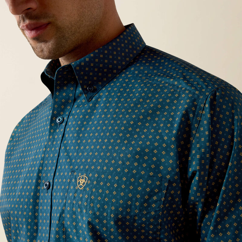 Men's Ariat Lovato Classic Fit Shirt-Majolica Blue Geo Print